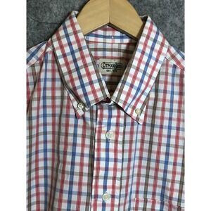 Gitman Bros Shirt Mens Large Red Blue Plaid Button Down Collar Long Sleeve USA